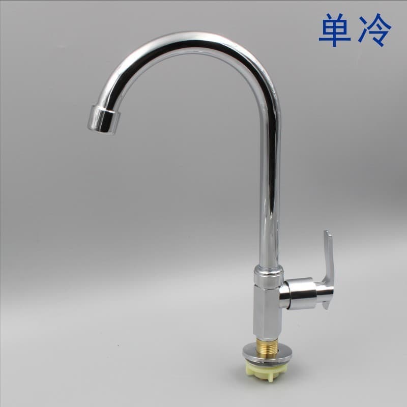 Torneira rotativa para cozinha, torneira fria única, válvula de cobre, pia, rotativa, única, fria, alta curva
