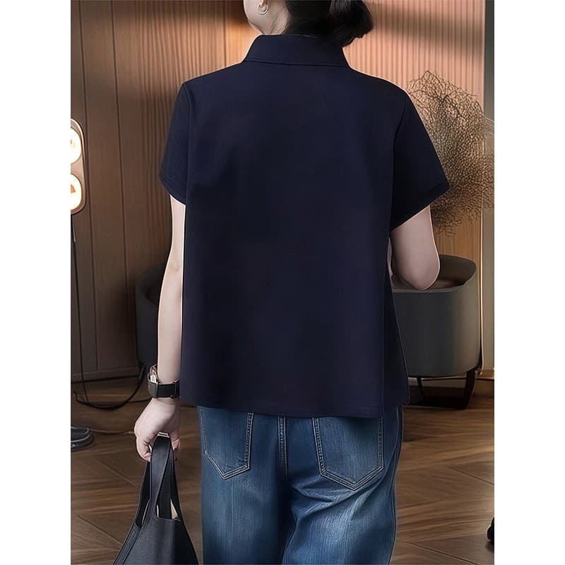 Francês único bonito influenciador moda frito rua camiseta feminina verão novo estilo gola polo de manga curta camiseta