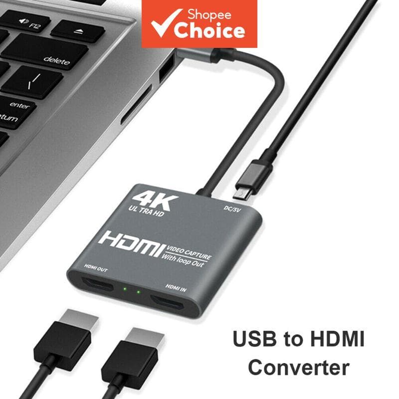 Adaptador De Placa De Captura De Áudio E Vídeo 1080P HDMI Para USB Com Saída De Loop 4K