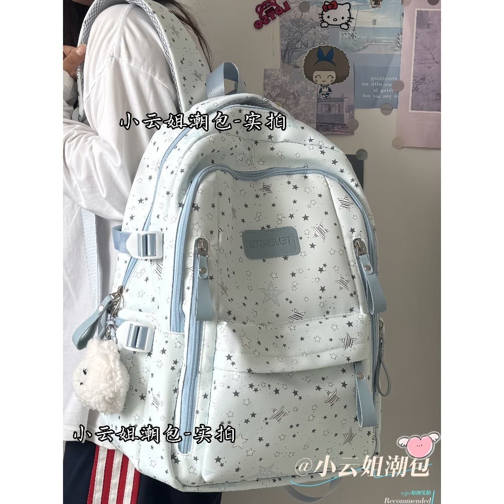 2025 novo estilo mochila feminina júnior estudantes do ensino médio grande capacidade estrela impressão mochila feminina