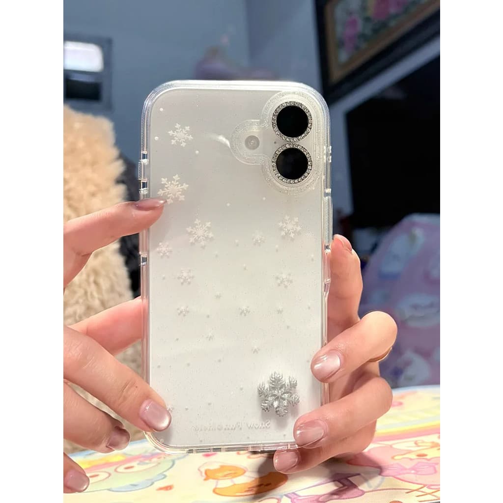 case iphone 13 capinha iphone 13 normal capinha iphone 13 pro max Atmosfera de inverno Tridimensional Glitter Floco de n