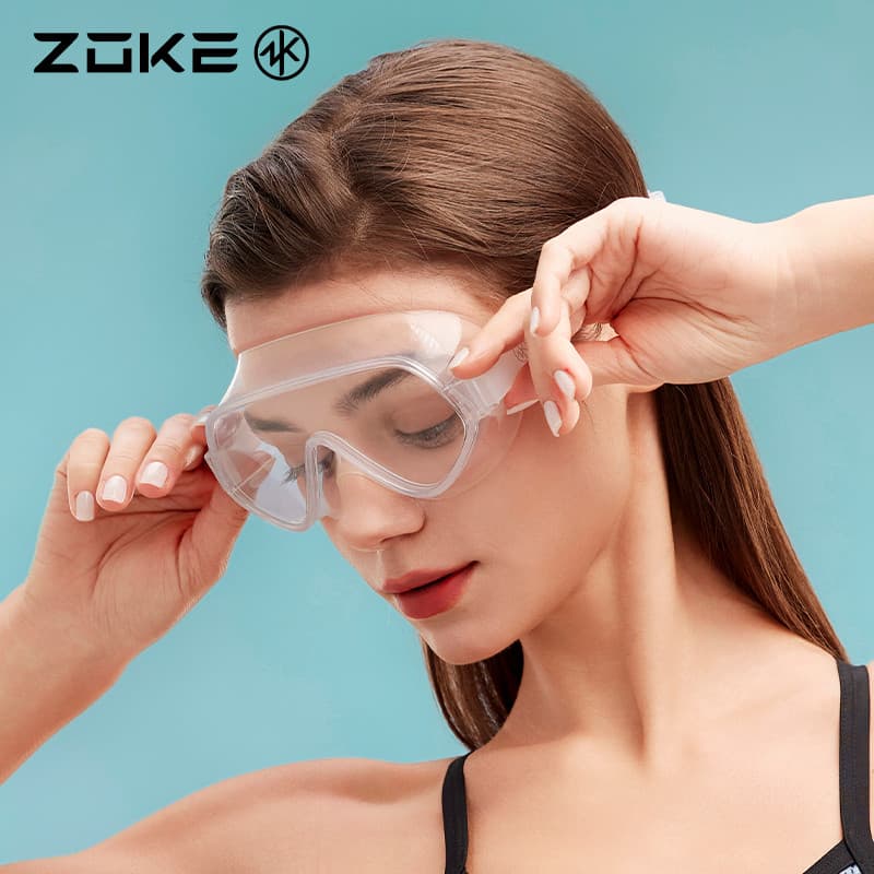 Zoke adulto óculos de natação plana grande quadro meninas à prova dwaterproof água Anti-nevoeiro HD zke feminino profiss