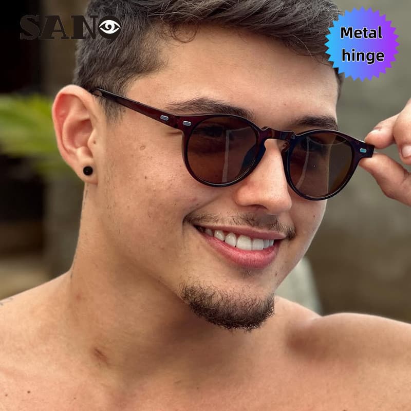 Novos Óculos de Sol Redondos Pequenos Masculinos de Moda Retro Europeia e Americana HA1A