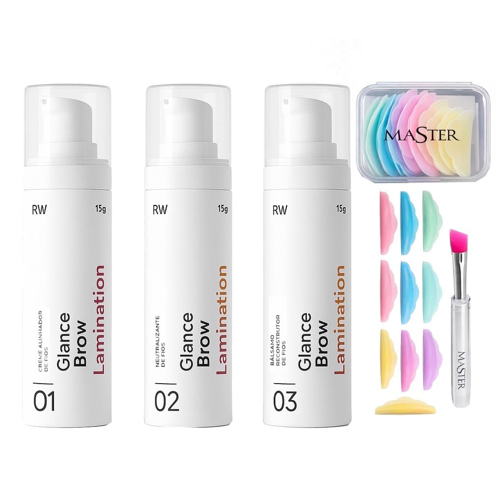 Kit Brow Lamination e Lash Lifting Glance Rare Way Molde Nuvem e Pincel Silicone Master