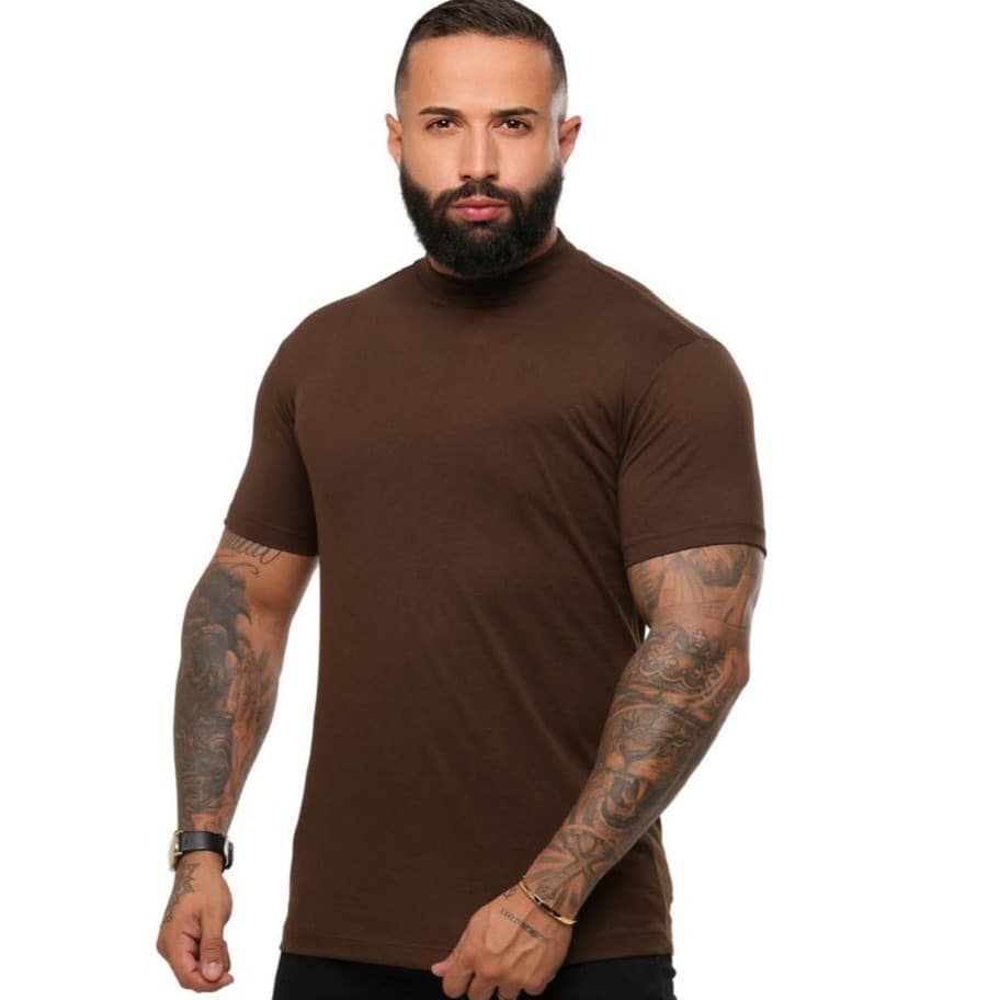 Camisetas Masculina Gola Media Premium 100% Algodão Camisa Slim
