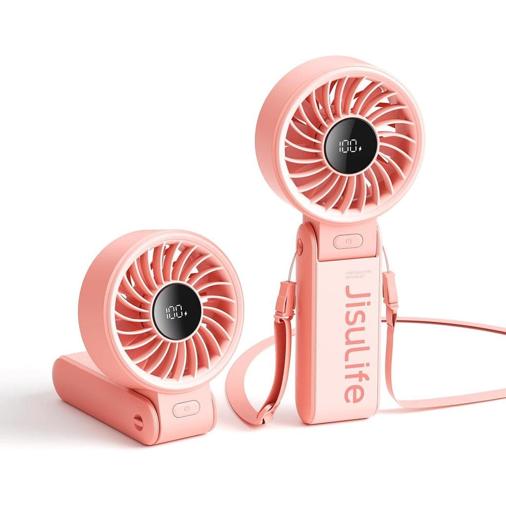 Ventilador Portátil JISULIFE Life7 – Flexibilidade Suprema: Fluxo de Ar Amplo e Forte, 19,5 Horas de Resfriamento Máximo