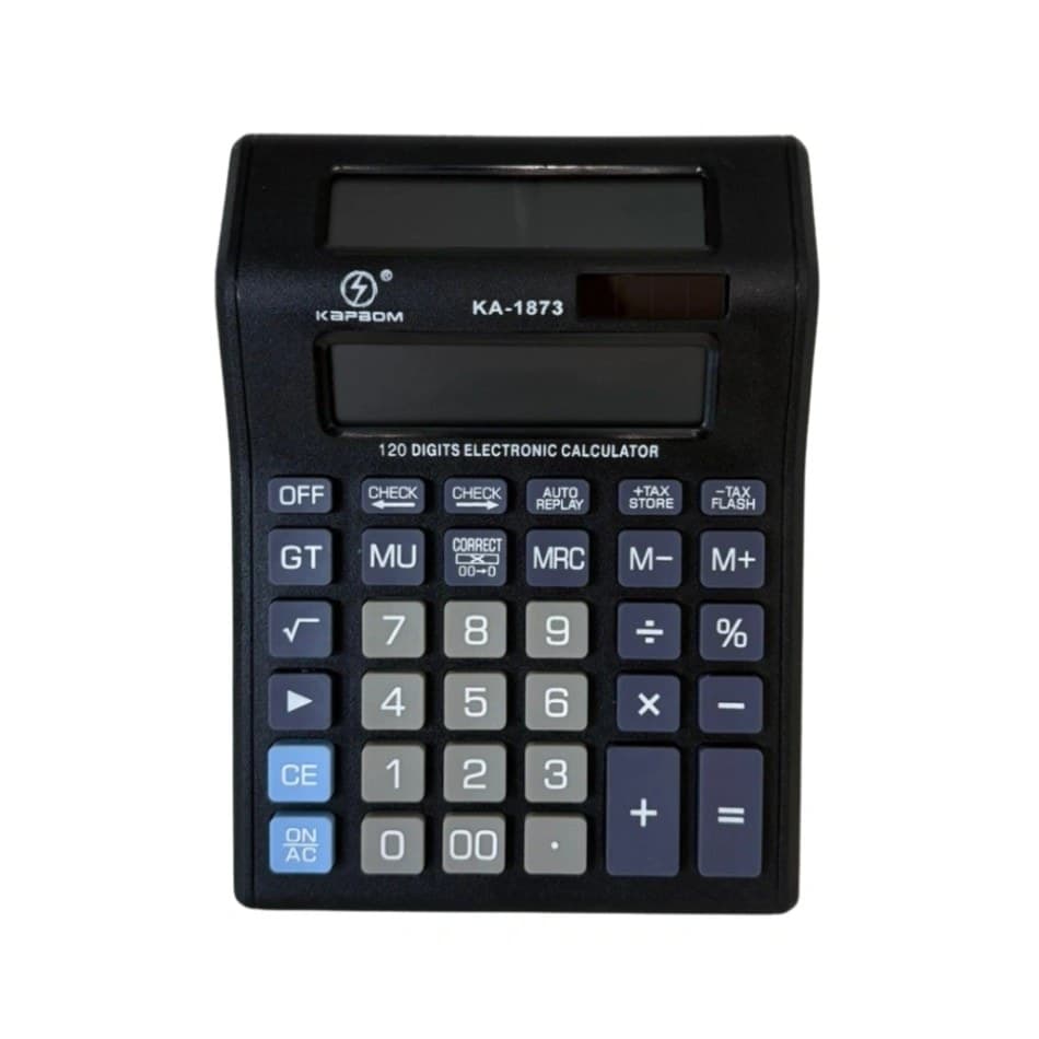 Calculadora de Mesa 12 Dígitos Visor Duplo Grande LCD Solar e Bateria
