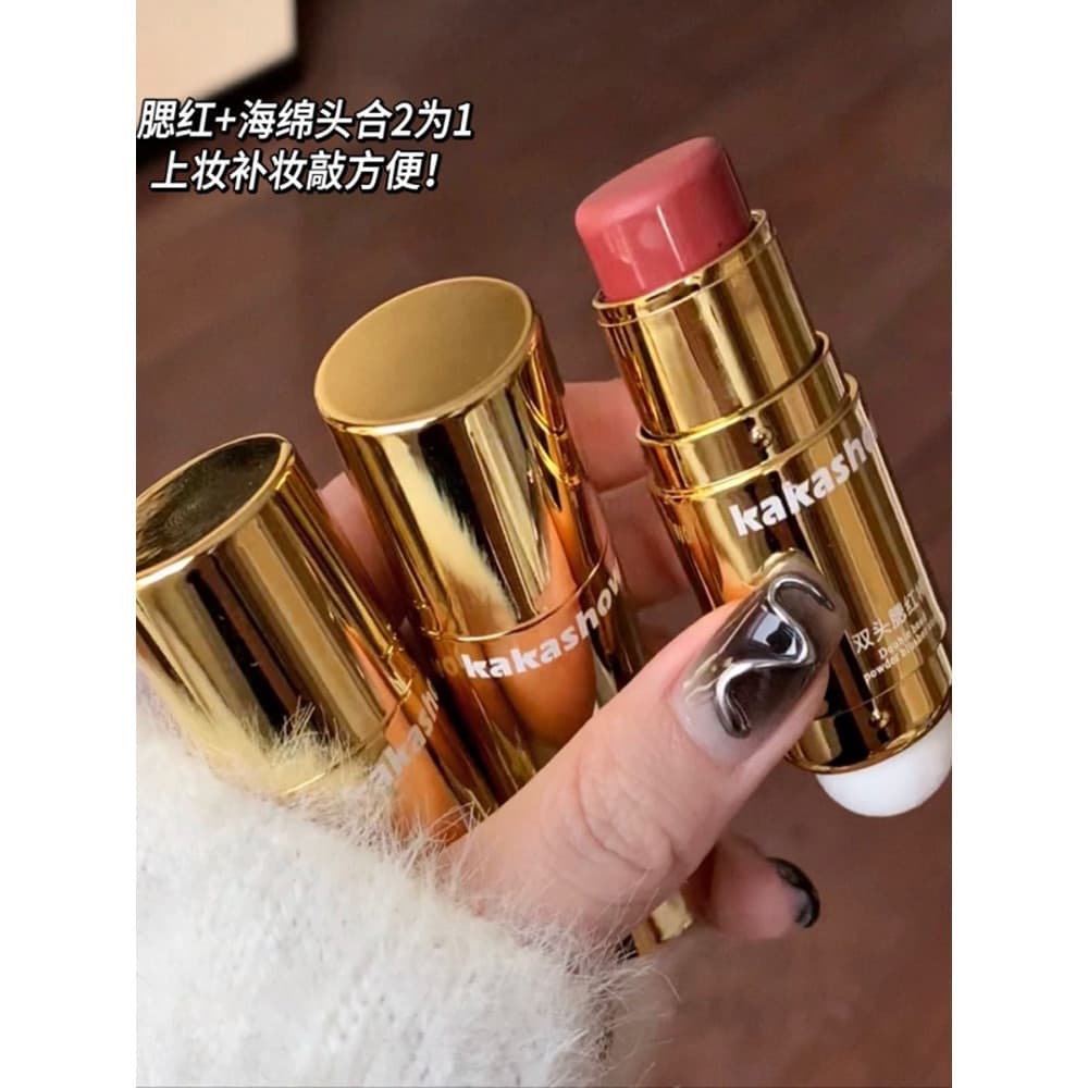 Dupla cabeça blush vara Rouge creme sol vermelho vara preguiçoso batom sombra blush lama monocromático Natural fosco