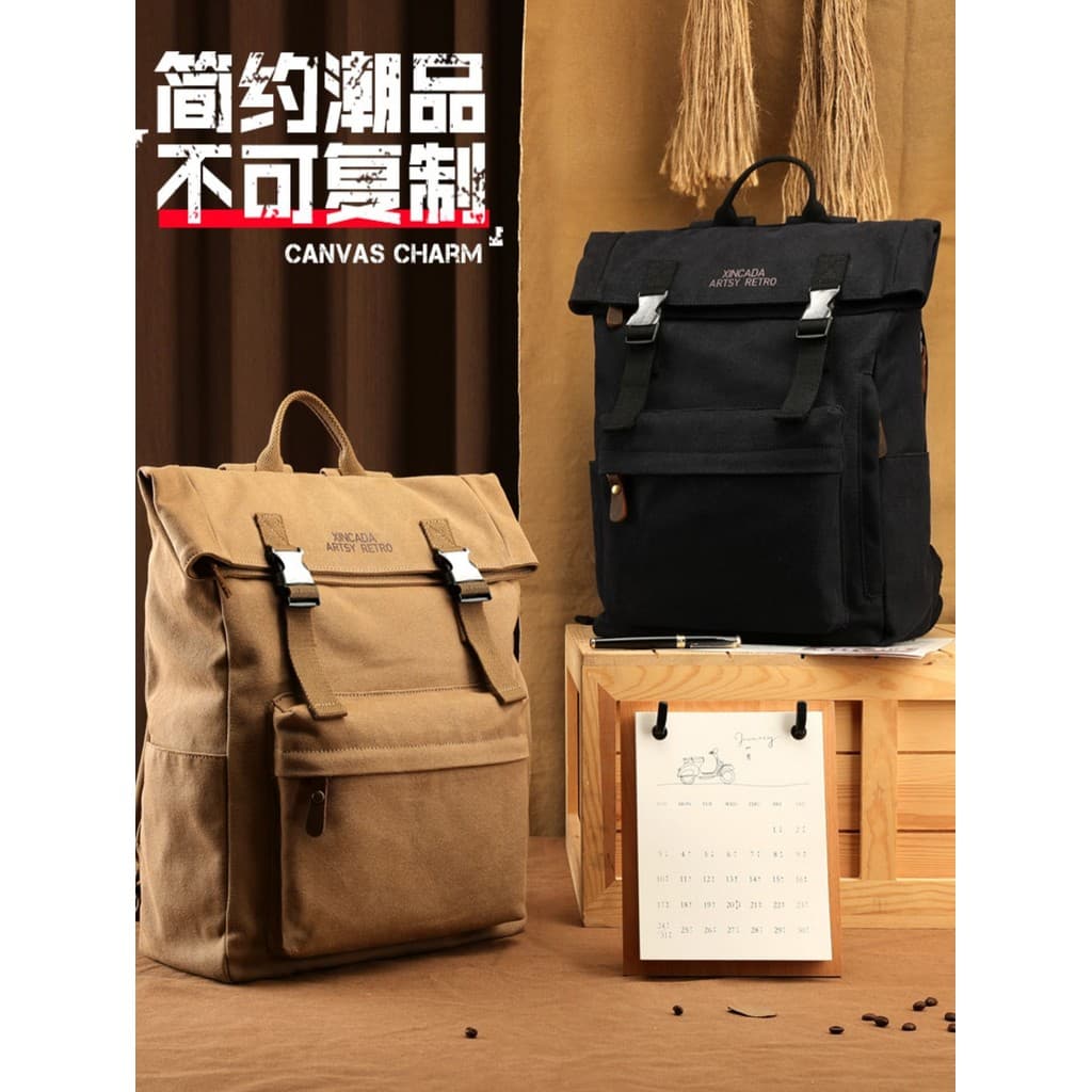 Mochila de lona masculina novo estilo estudantes do ensino médio Campus mochila moda tendência estudantes universitários