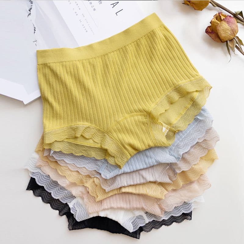 Roupa interior feminina verão algodão virilha Leggings meados de cintura renda envoltório nádegas sem costura menina Hip