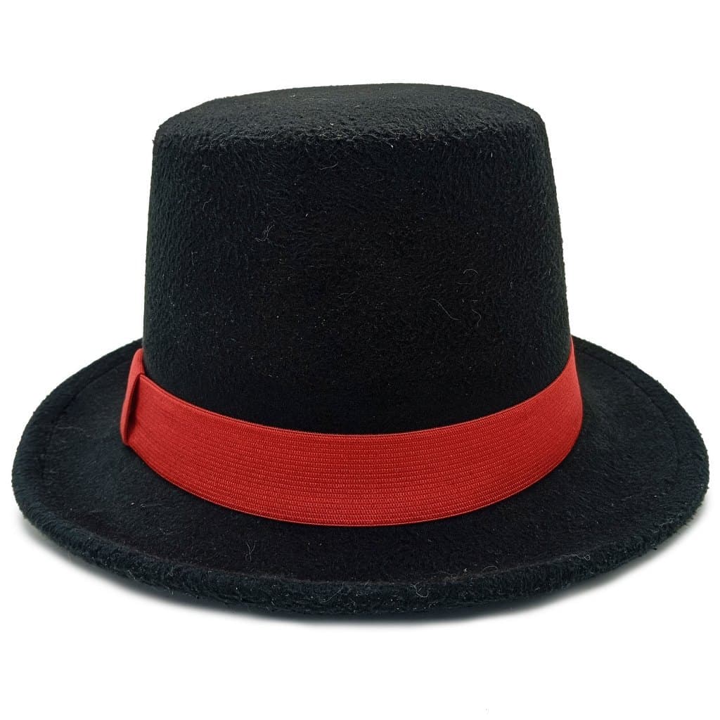 Cartola Alta De Camurça Com Faixa Removível Preto/Vermelho