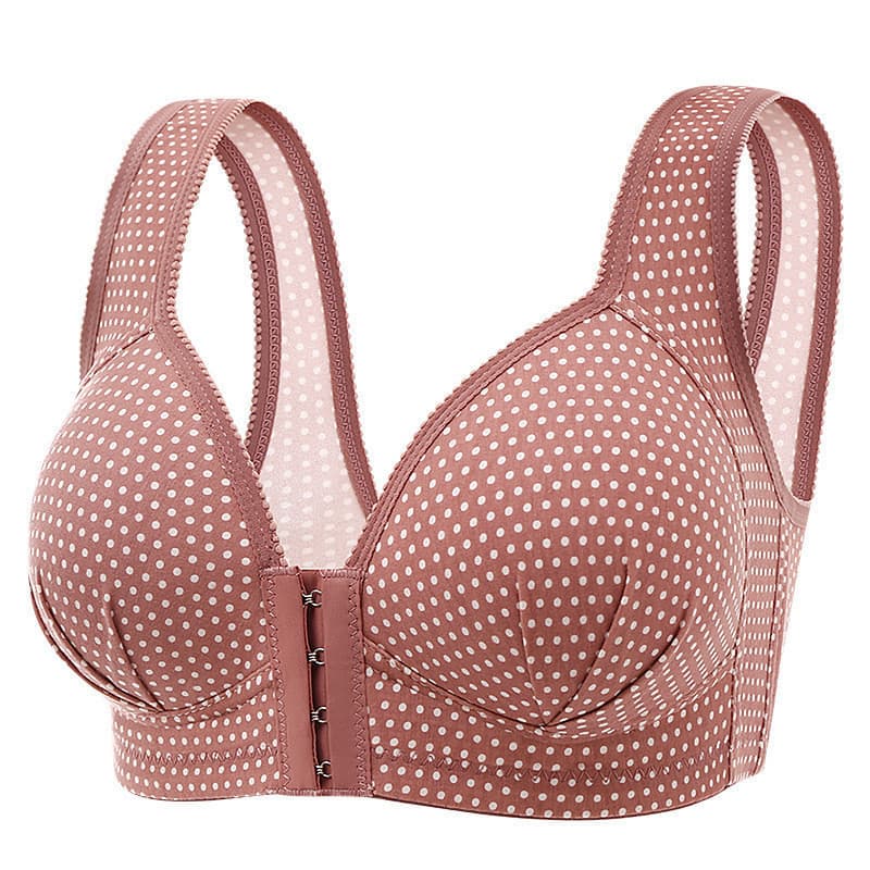 Novo sutiã push-up sem aro com fecho frontal, tamanhos 36-46, com estampa de bolinhas, estilo colete feminino, ajustável
