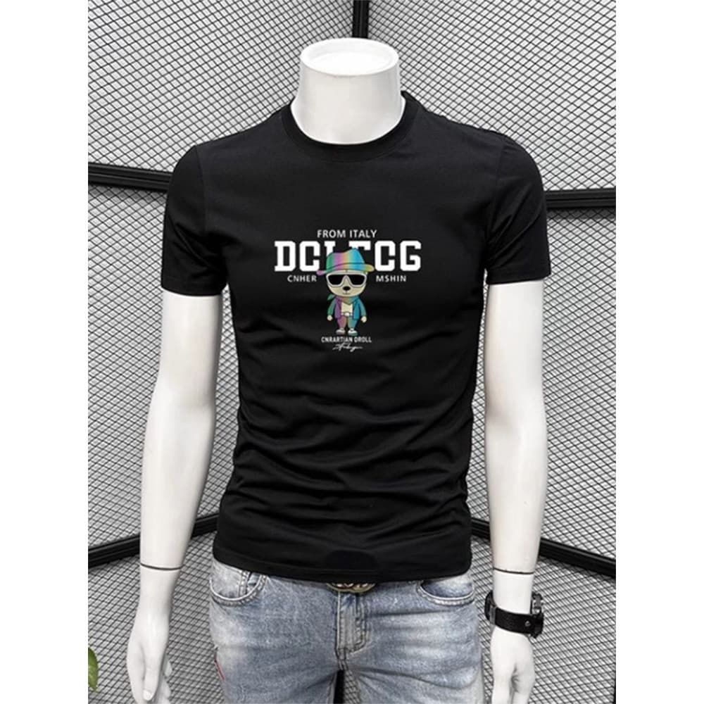 Estação europeia Street Wear impressão dos desenhos animados camiseta de manga curta masculina verão 2026 novo estilo me