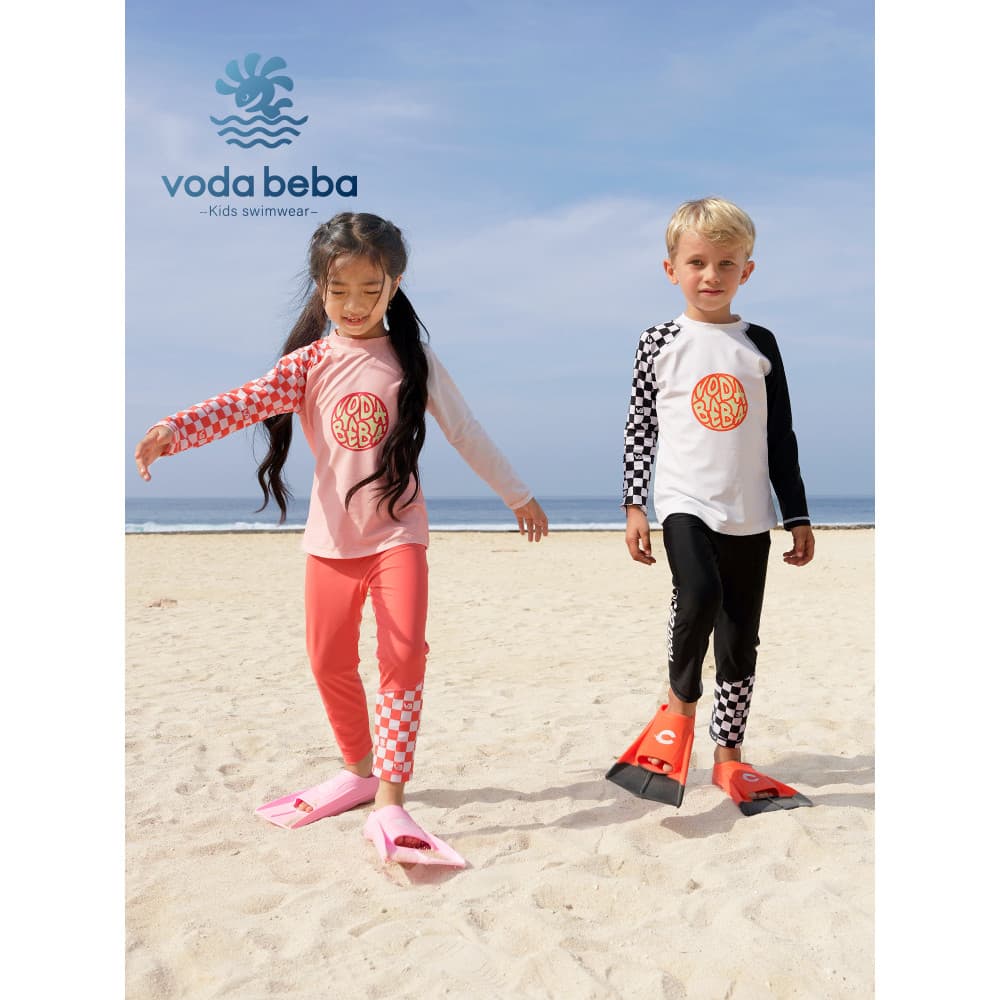 Vodabeba Maiô infantil meninas meninos protetor solar de secagem rápida calças de manga comprida divididas natação S