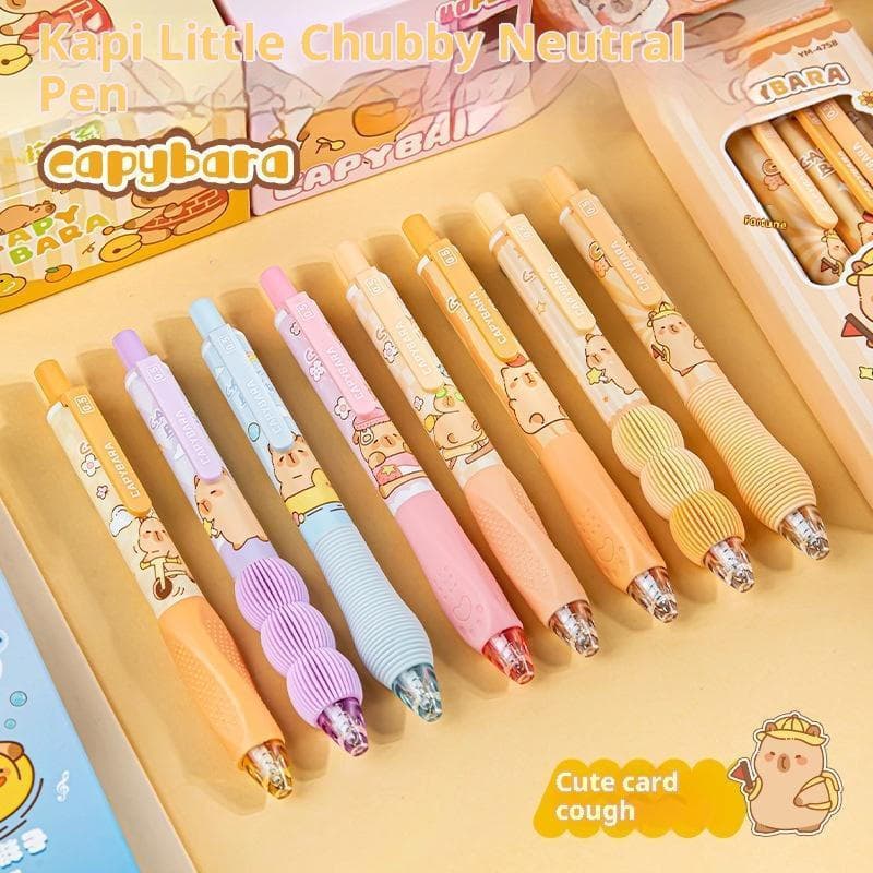 Conjunto de 4 canetas de gel com desenhos de capivaras fofas, de secagem rápida, adequadas para estudantes e crianças pa