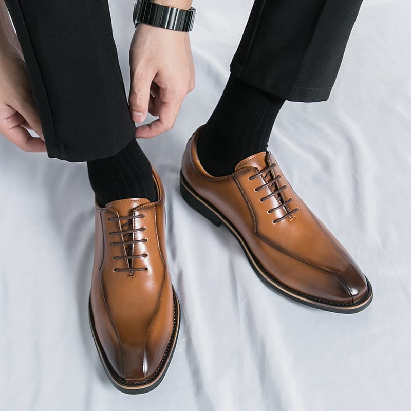 Sapatos masculinos marrons estilo britânico Oxford sapatos noivo casamento combinando terno negócios Formal Wear Casual