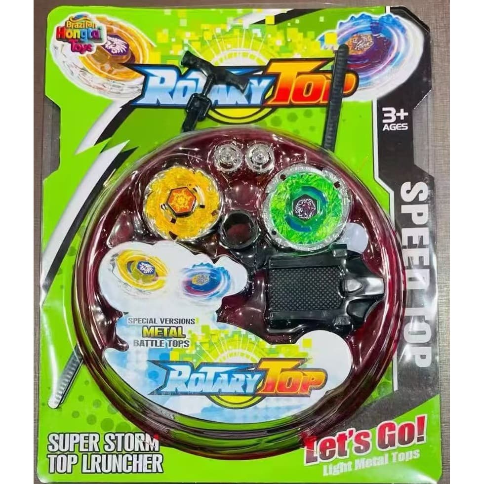 Kit 2 Beyblade Metal 1com Led Tornado C/arena 1 brinquedo Lançador