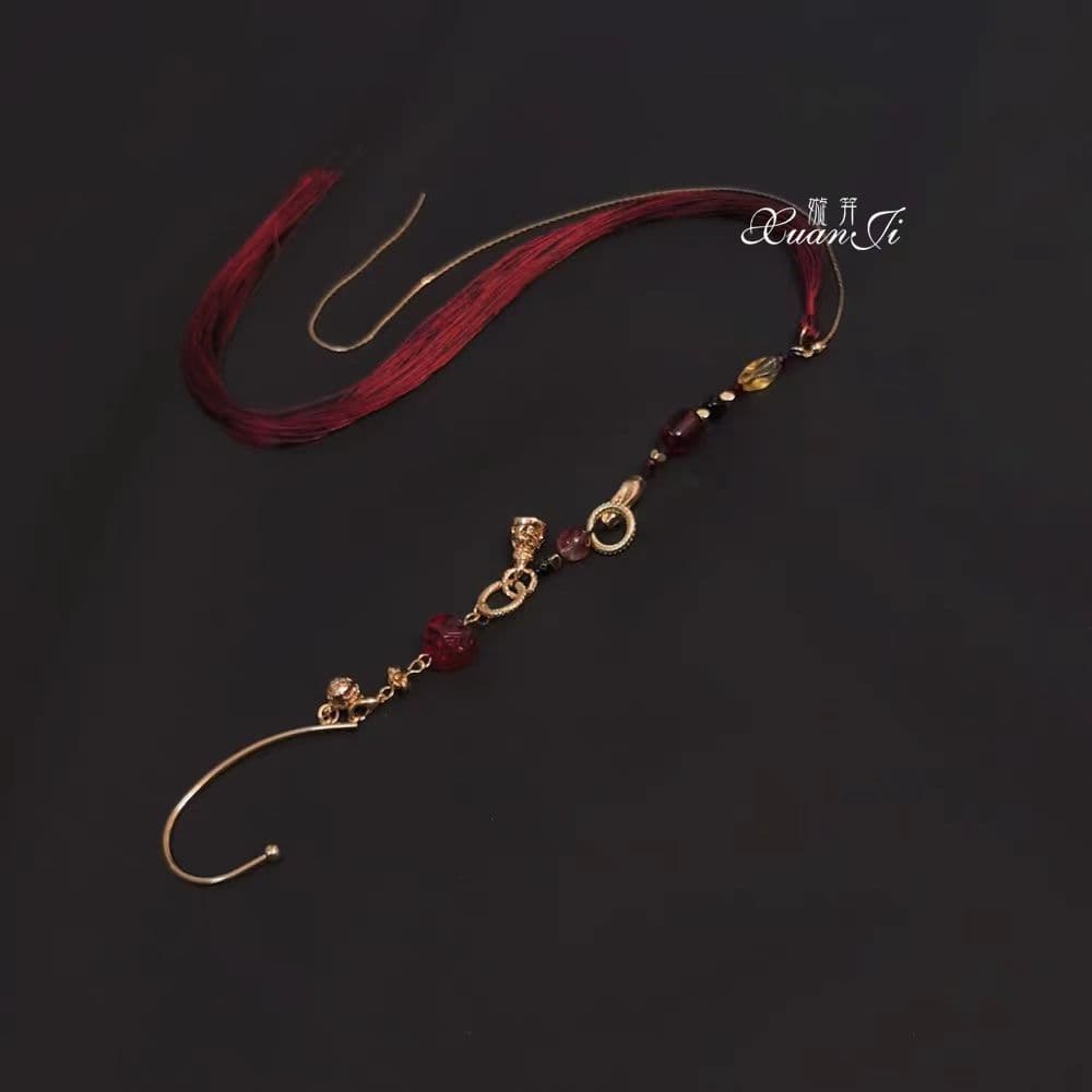 Brincos de orelha artesanais de estilo antigo, sem furos, com franjas longas para homens e mulheres, acessórios Hanfu, p