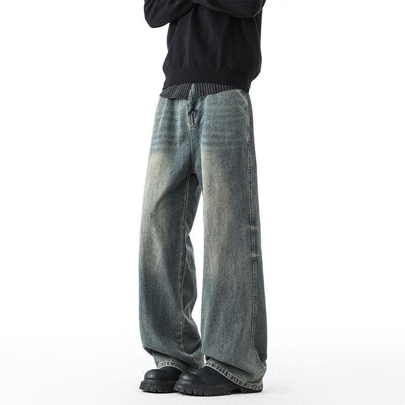Retro calças de brim retas masculinas 2026 verão street Wear High street cleanfi tanga calças casuais masculinas