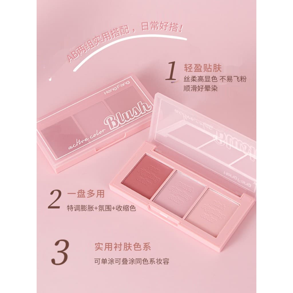 Hengfang três cores Blush vermelho Nude maquiagem placa Natural genuína feminino outono inverno adequado para flor de la