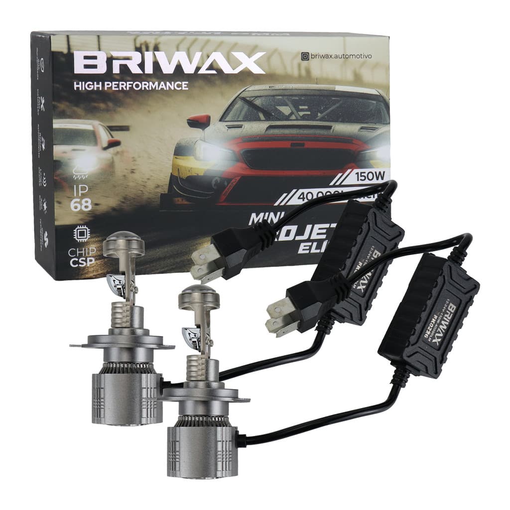 Par Lampada Led H4 Mini Projetor Eliptico CANBUS Super Forte 40000Lm 6500K12/24V Briwax HR Sprinter