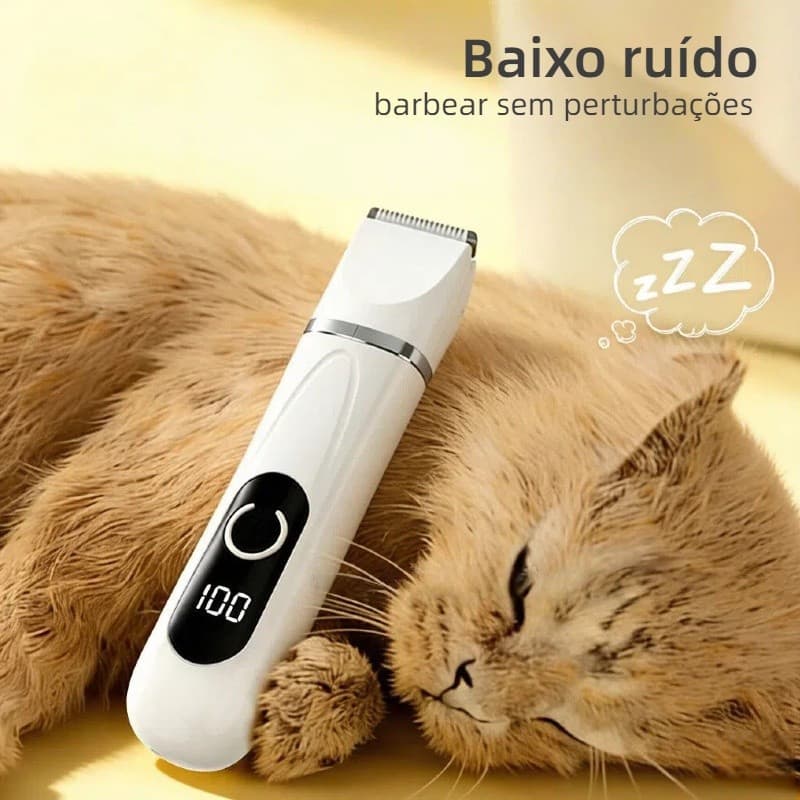 Aparador Profissional 4 em 1 com Display de Bateria – USB, Seguro e Prático para Animais