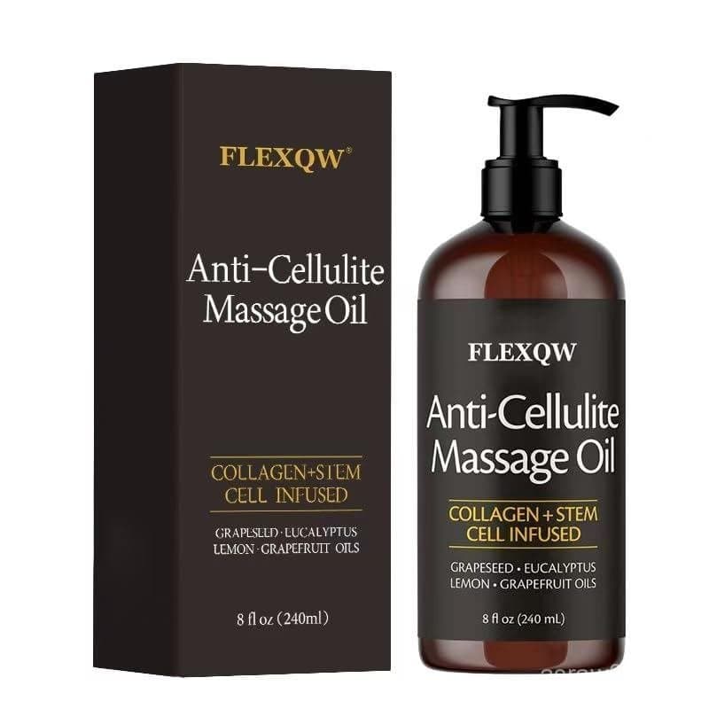 Óleo de Massagem Anticelulite, Infundido com Colágeno e Células-Tronco, Óleos de Semente de Uva, Eucalipto, Limão e Tora