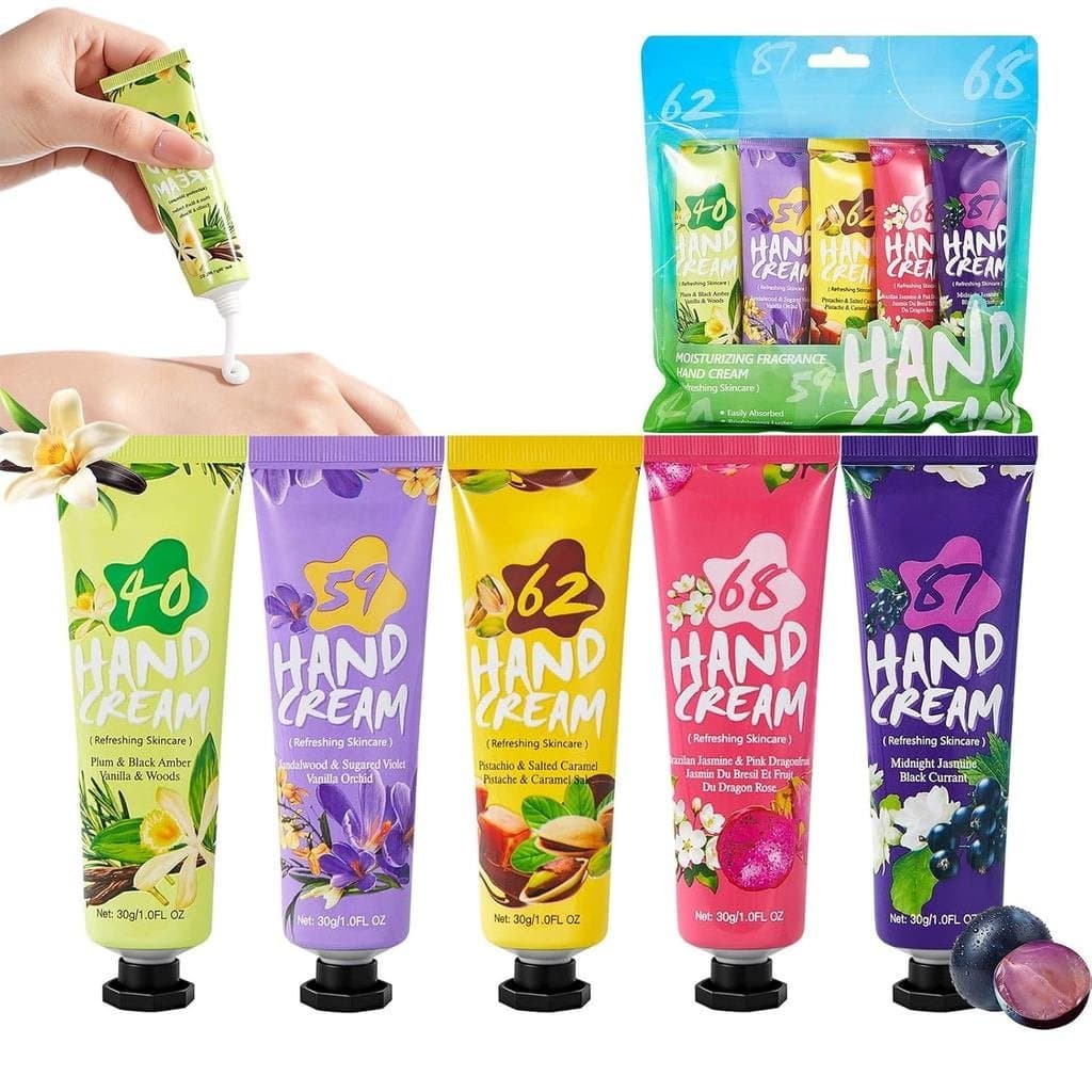 Conjunto de 5 Cremes para Mãos para Mulheres, Loção para Mãos em Tamanho Viagem para Mãos Secas, com Óleo de Semente de