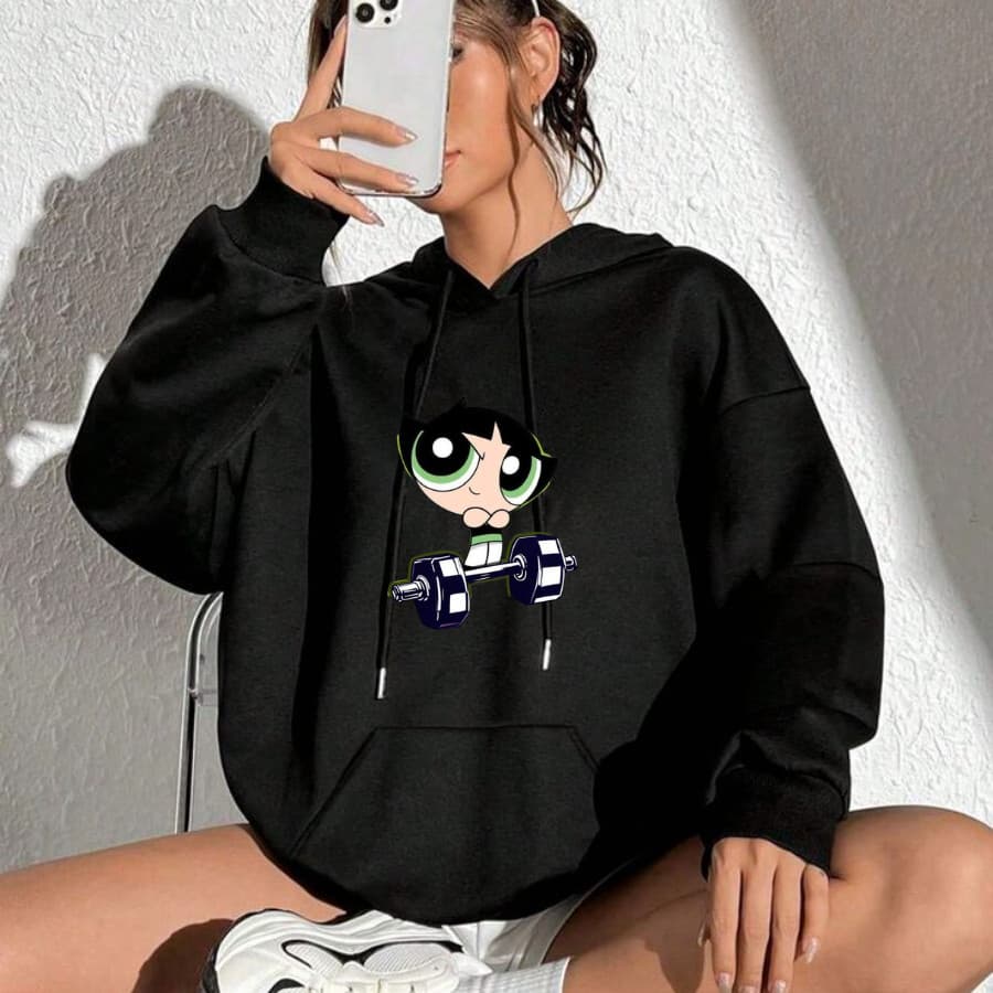 Moletom Casual Fitness Gym Feminino Capuz Algodão Estampado