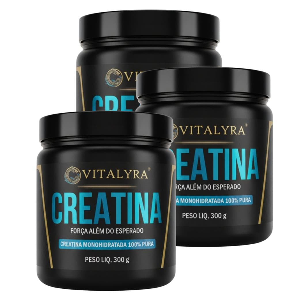 Kit 3 creatinas Monohidratadas 100% pura Vitalyra Força Energia Homens Mulheres