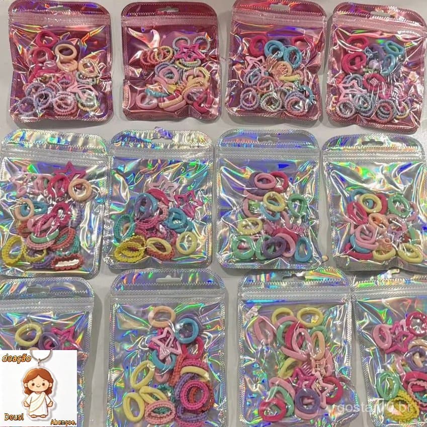 Elástico Kit 120 Unidades Xuxinha Rabicó de Cabelo Pequeno Colorido/novo