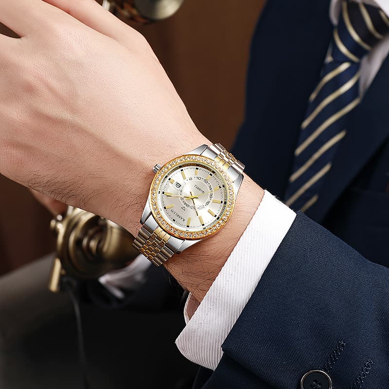 Relógio masculino elegante moda negócios Casual à prova dwaterproof água ins relógio de pulso banda luminosa calendário