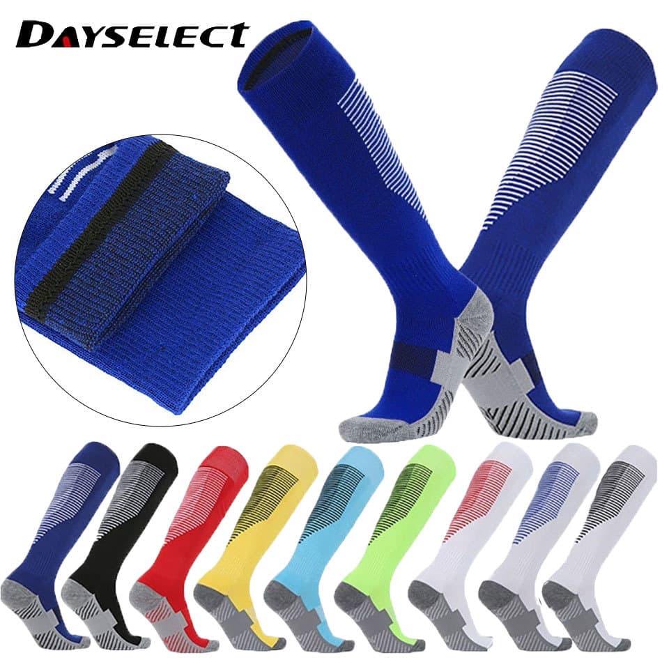 DAYSELECT 1 Par De Meia De Futebol Tubo Longo Listrado Compressão Respirável Antiderrapante Resistente Ao Desgaste