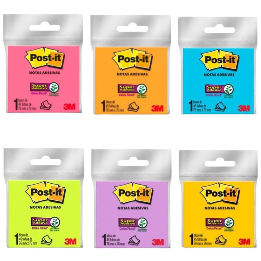 Bloco de notas Post-it, contém 45 folhas, 76 x 76 mm – 3M |     Notebook R0GT