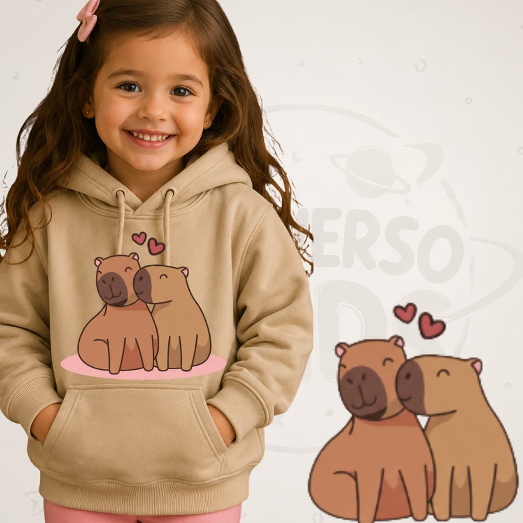 Agasalho Moletom Infantil Capivara Estampado Flanelado Com Capuz Envio Imediato