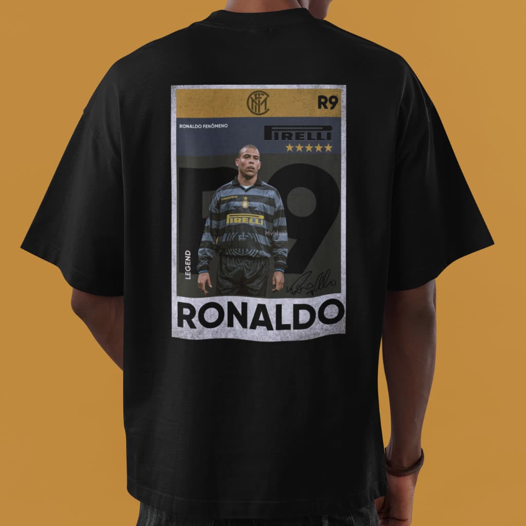 Camiseta Masculina Ronaldo Fenômeno R9 Retrô Futebol Inter Jogador Camisa Cores 100% Algodão