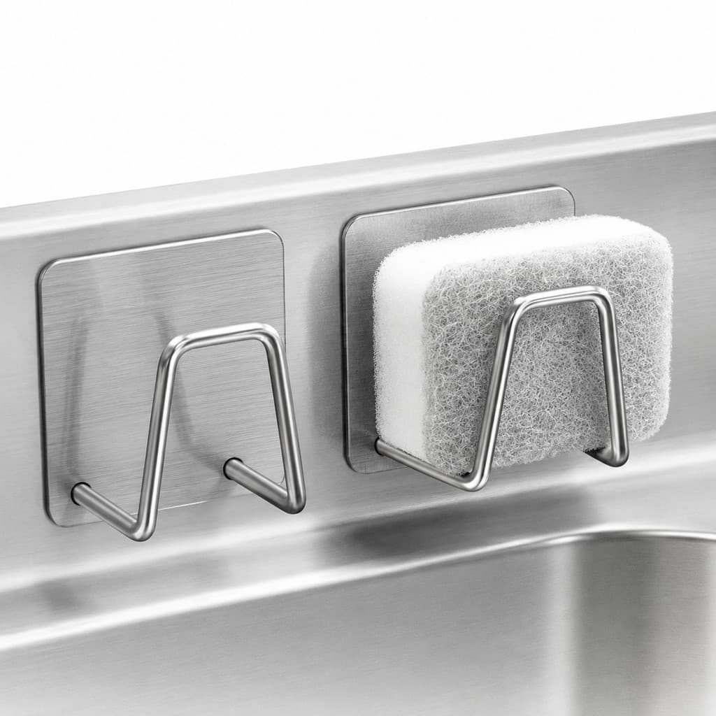 Suporte Porta Esponja Aço Inox Autoadesivo Organizador de Pia Cozinha Banheiro Antiferrugem