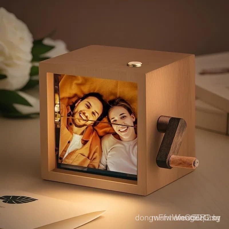 Máquina de animação de flip-book personalizada, com manivela mecânica, caixa de álbum de fotos com luz única.