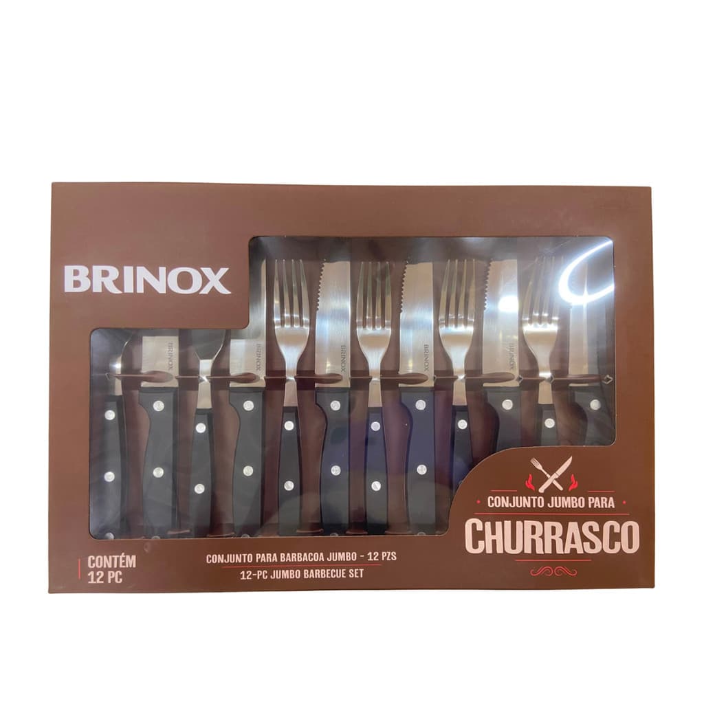 Conjunto Para Churrasco Jumbo 12 Pçs Inox