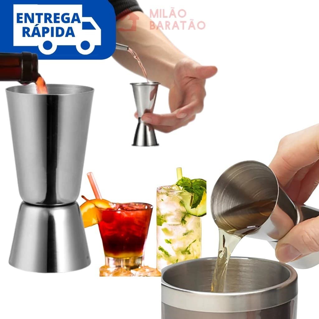 Dosador Duplo De Bebidas Medidor Coquetel Inox Bartender Drink Whisky Vodka Gin Licor 25/50 ML
