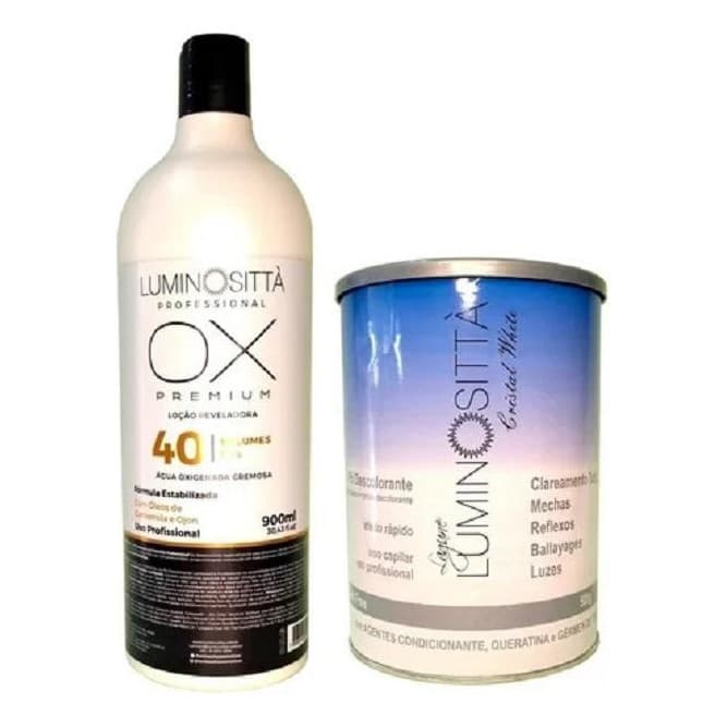 Pó Descolorante Cristal White luzes + Ox 40 Volumes Luminositta