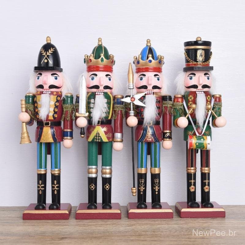 RoadGold 1 peça 30cm Quebra-Nozes Duplo de Desenho Animado Decoração de Casa Enfeite de Natal Figura de Quebra-Nozes de