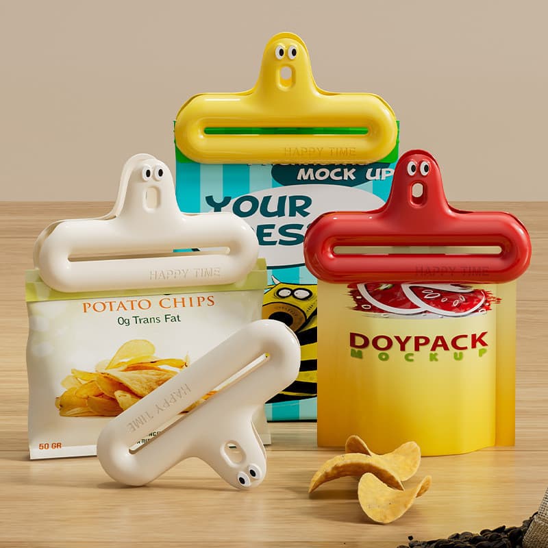 Clipe de vedação para embalagens de snacks com abertura grande, reutilizável para armazenamento na cozinha e em casa, se