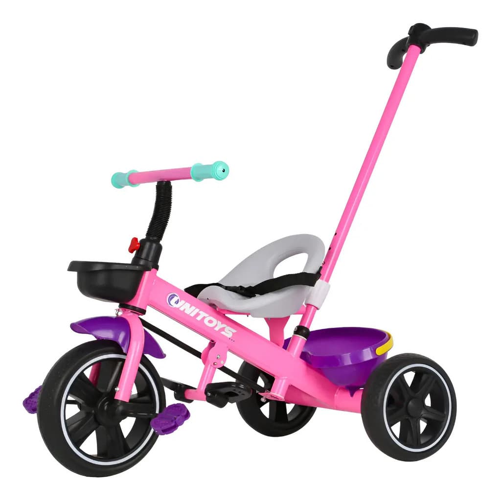 Triciclo Infantil com Cadeirinha e Empurrador - Rosa