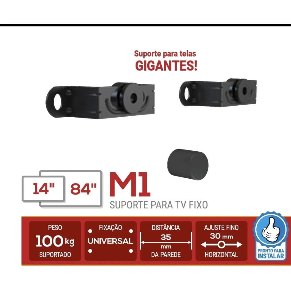 Suporte Fixo Para Tv De 14  A 84  Preto - Multivisão Smart TV Wi‑Fi HDMI