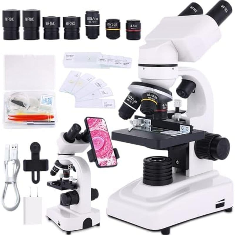 Microscópio Para Adultos & amp ; Binocular Infantil , 40-2500X Laboratório Escolar Escola Em Casa , Com Estágios Mecânic