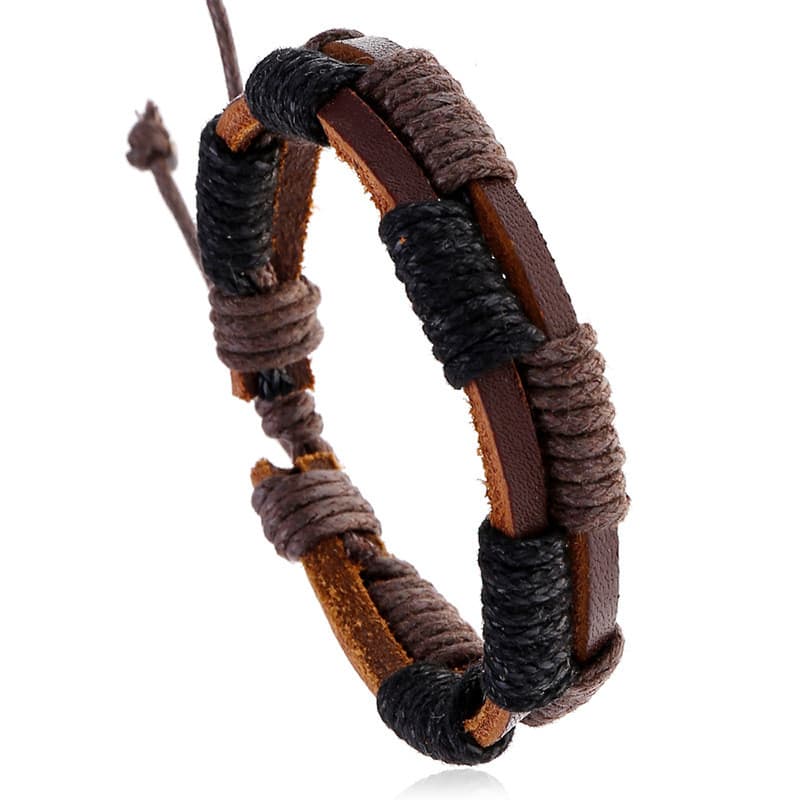 Homens mão jóias simples Retro trançado pulseira de couro moda nicho Design estudante jóias ajustável