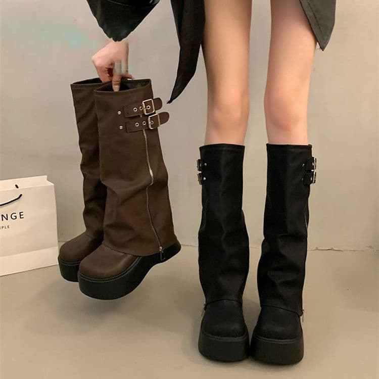 2025 novo estilo calças de sola grossa botas de cavaleiro ocidental botas com zíper botas femininas outono inverno mas j