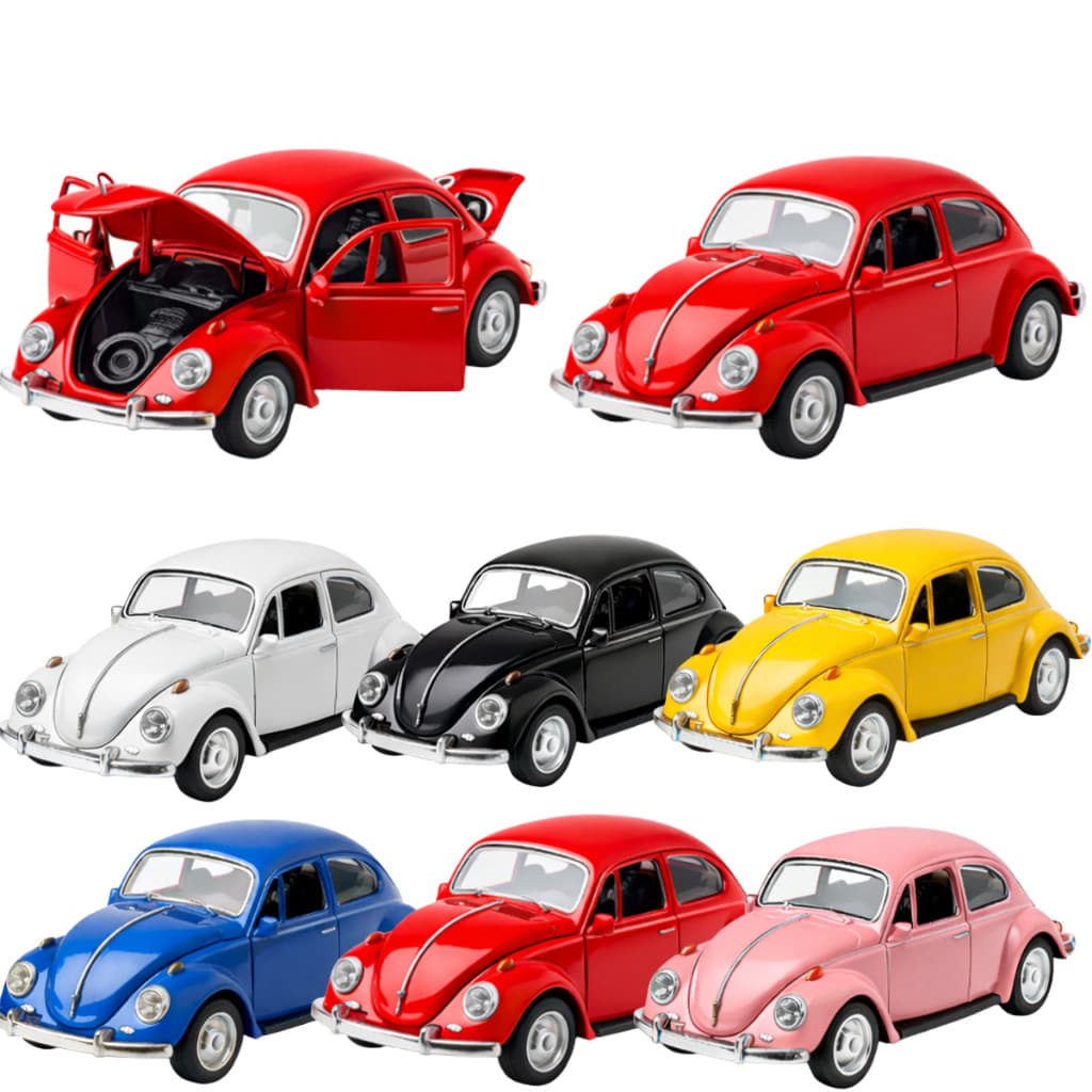Miniatura Fusca Fusquinha Carrinho De Ferro Fricção Abre Porta 1/32 Infantil coleção Metal