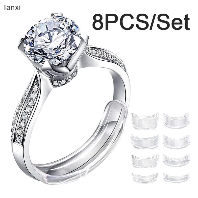 [LANXI] 8 Tamanhos De Silicone Invisível Transparente Ajustador De Tamanho De Anel Redutor De Aperto Ferramenta De Joias